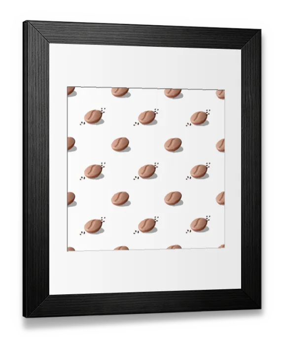 Framed Print : Coffee soap with shadow on white background seamless pattern