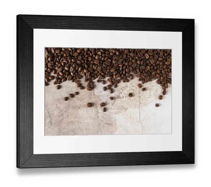 Framed Print : Coffee grains scattered on vintage paper Framed Print : Coffee grains scattered on vintage paper