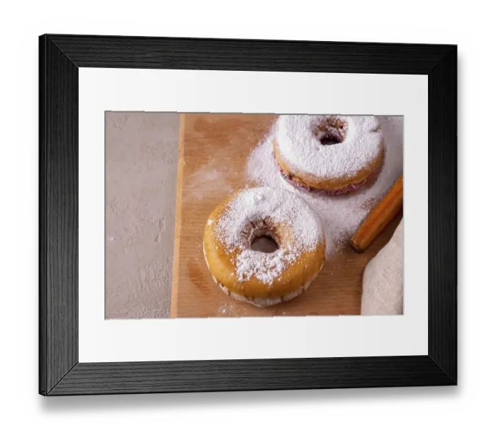 Framed Print : Donuts, sprinkled with powdered sugar Framed Print : Donuts, sprinkled with powdered sugar