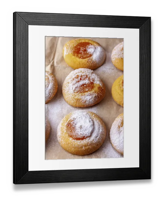 Framed Print : Homemade cookies with orange jam lies on cooking paper Framed Print : Homemade cookies with orange jam lies on cooking paper