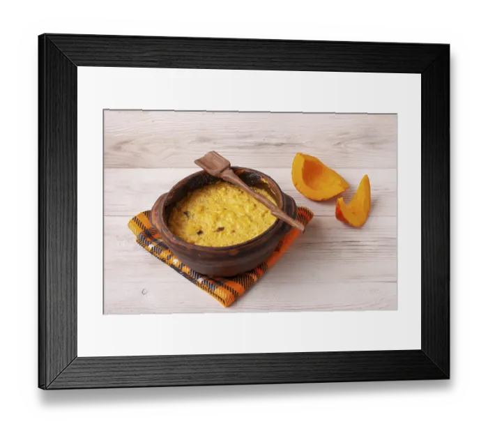 Framed Print : Halloween porridge on light wooden background Framed Print : Halloween porridge on light wooden background