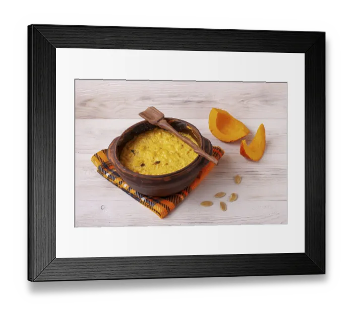 Framed Print : Halloween porridge on light wooden background Framed Print : Halloween porridge on light wooden background