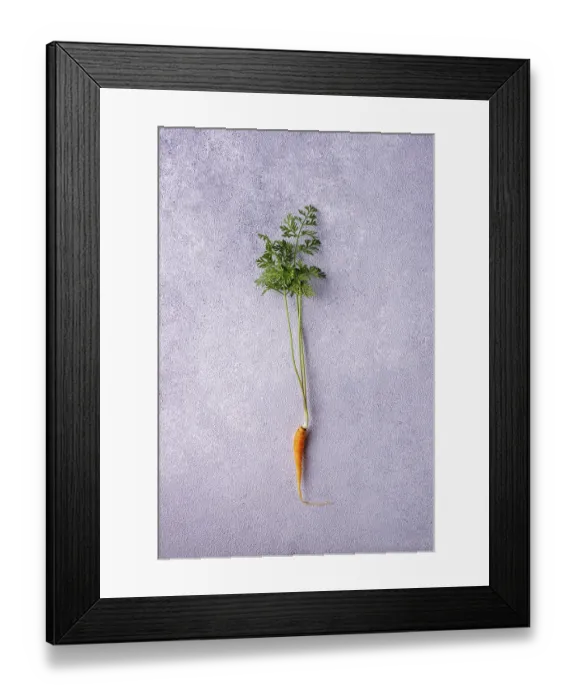 Framed Print : Carrots with tops and roots on gray plaster
