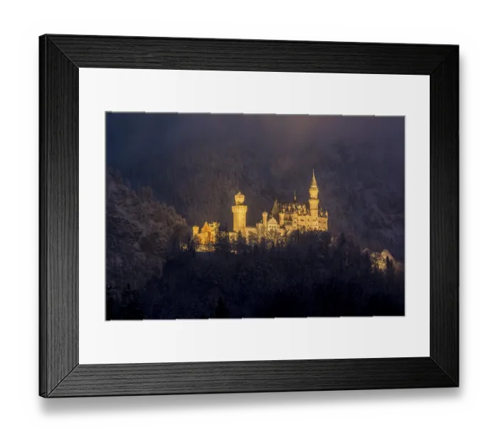 Framed Print : A castle stretches majestically in the darkness