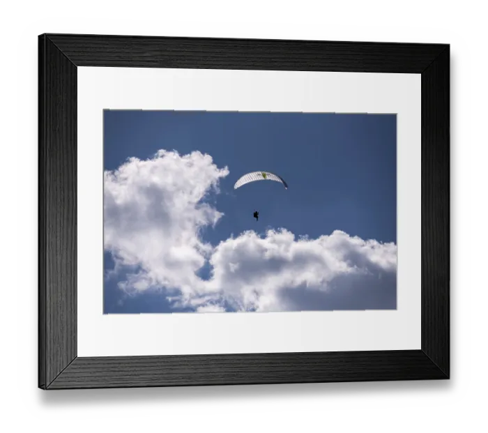Framed Print : Paraglider soaring in the clear sky Framed Print : Paraglider soaring in the clear sky