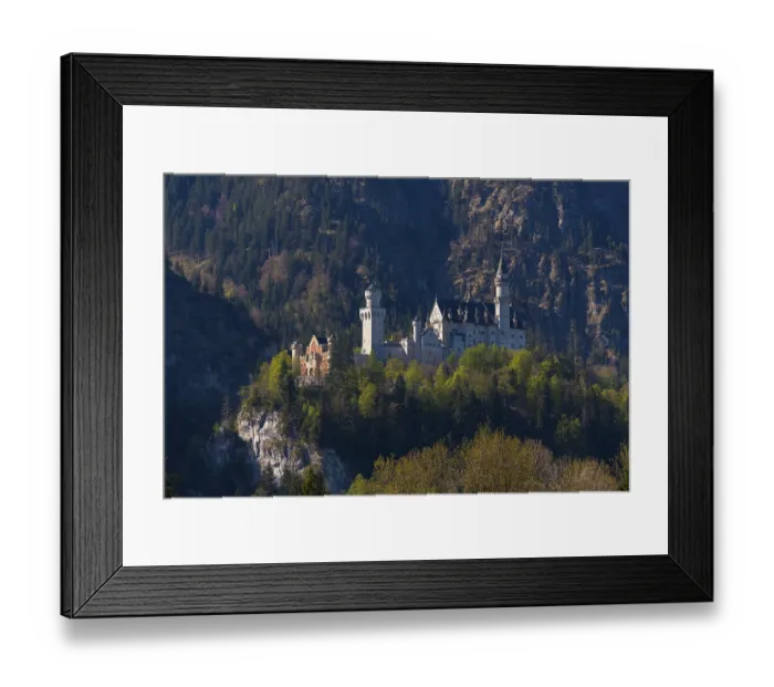 Framed Print : A fairytale castle rises majestically above wooded cliffs in a natural setting