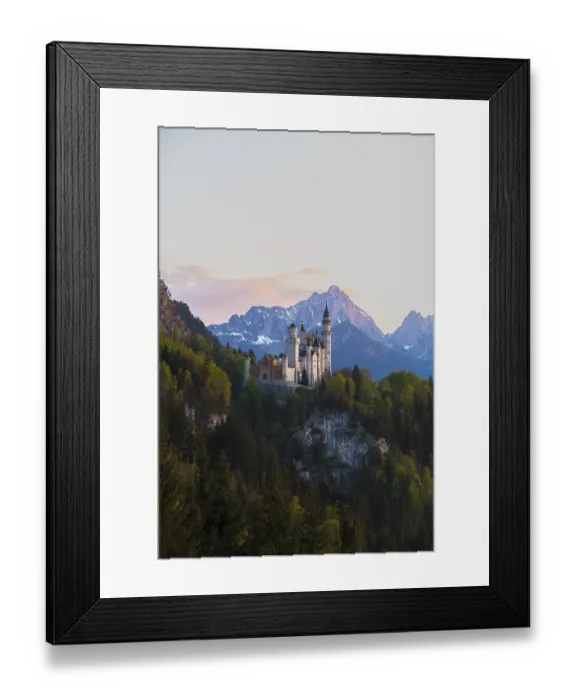 Framed Print : Romantic Neuschwanstein Castle in front of picturesque Alps