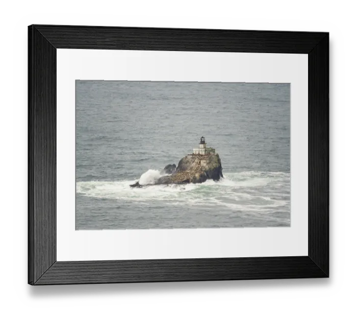Framed Print : Tillamook Rock Light Lighthouse in strong surf