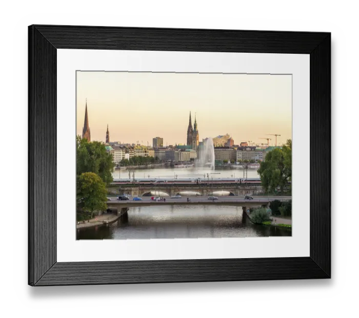 Framed Print : Aerial view of the Outer Alster and Inner Alster with Kennedy Bridge Framed Print : Aerial view of the Outer Alster and Inner Alster with Kennedy Bridge
