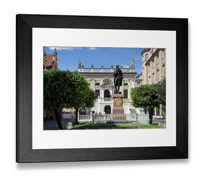 Framed Print : Baroque Old Trade Exchange, bronze statue of Goethe by Carl Seffner Framed Print : Baroque Old Trade Exchange, bronze statue of Goethe by Carl Seffner