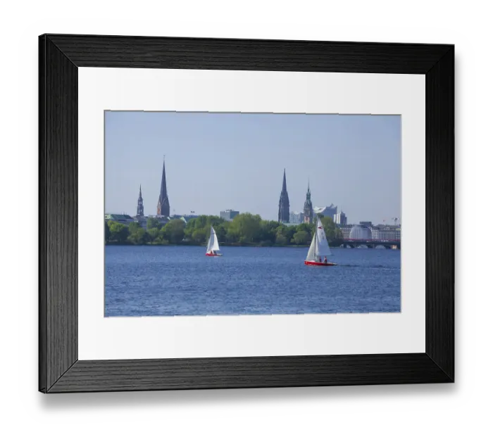 Framed Print : Outer Alster with St Peter's Church