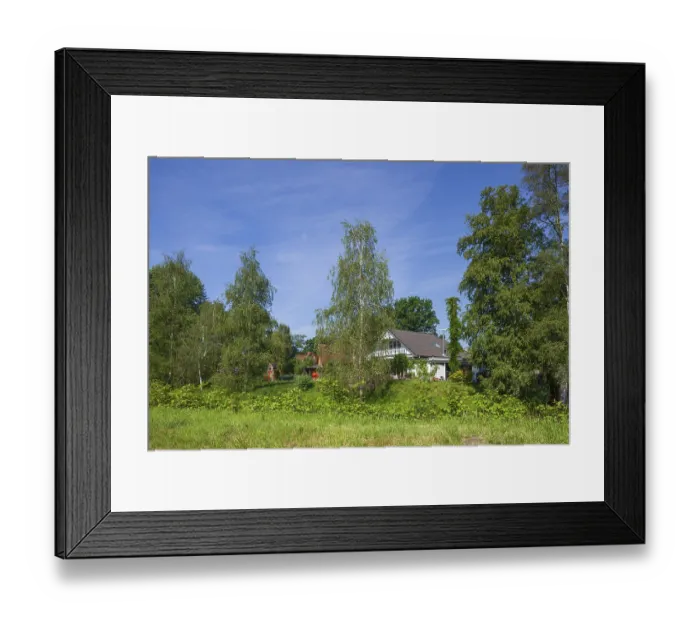 Framed Print : Detached house, residential building in spring