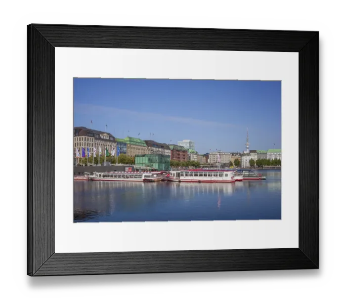 Framed Print : Jungfernstieg with Inner Alster Lake and jetty