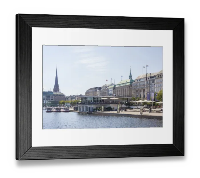 Framed Print : Jungfernstieg with Inner Alster Lake and gastronomy Cafe Alsterpavillon Alex Framed Print : Jungfernstieg with Inner Alster Lake and gastronomy Cafe Alsterpavillon Alex