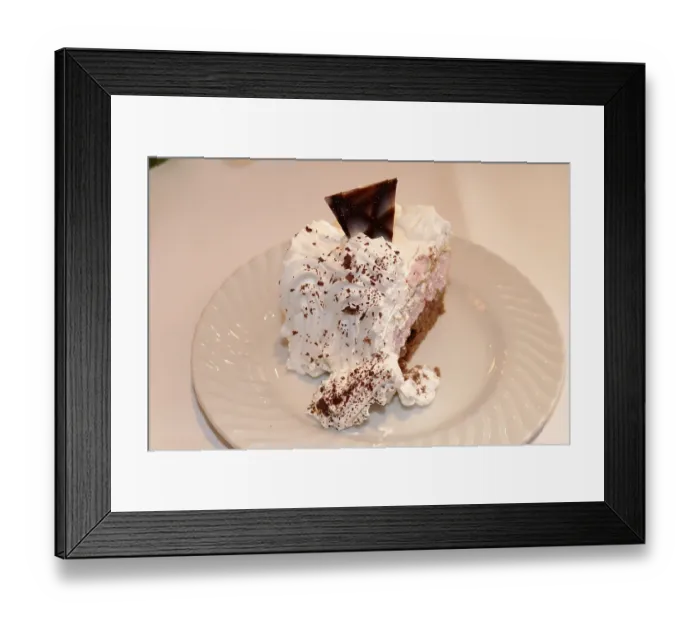 Framed Print : Piece of cream cake on a plate, Germany