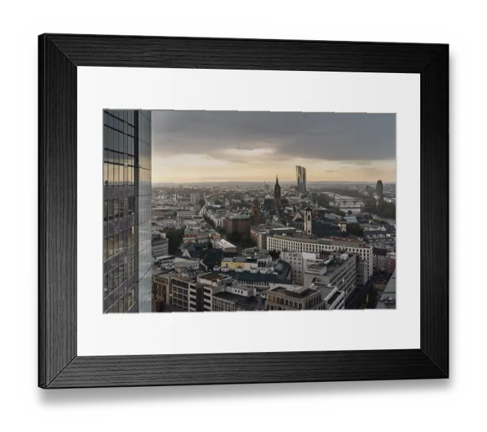 Framed Print : View of the old town, the banks of the Main and the ECB