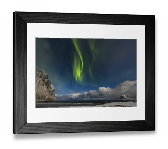 Framed Print : Northern Lights over Myrland Lofoten Framed Print : Northern Lights over Myrland Lofoten