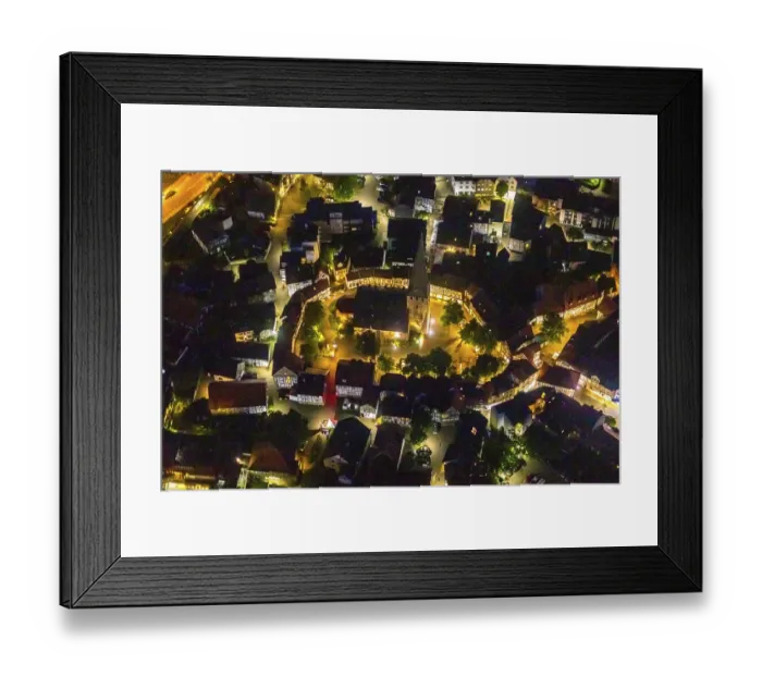 Framed Print : Aerial view, old town and church square with St George's church Framed Print : Aerial view, old town and church square with St George's church