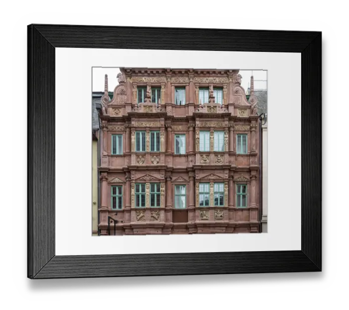 Framed Print : City view of Heidelberg showing a historic house facade in Germany at summer time