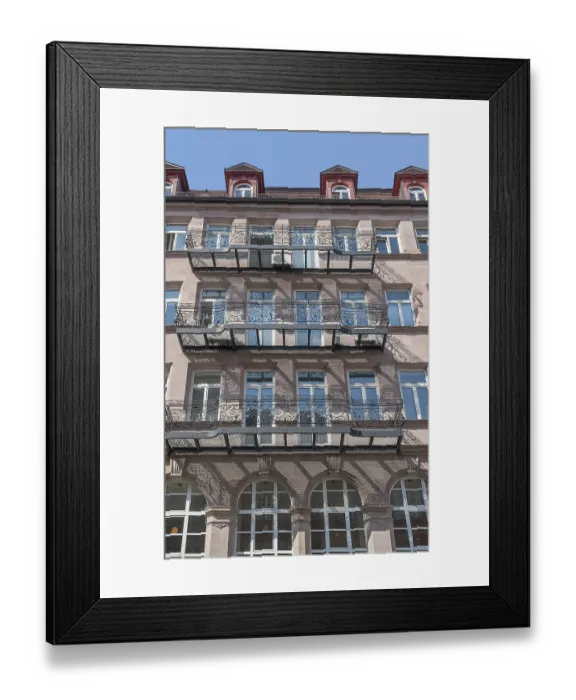 Framed Print : Sunny illuminated detail of a house facade seen in Nuremberg Framed Print : Sunny illuminated detail of a house facade seen in Nuremberg
