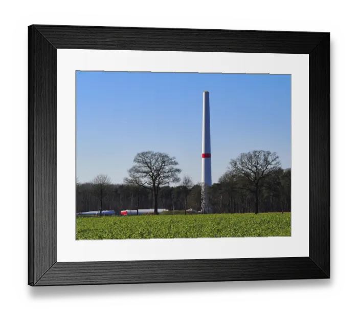 Framed Print : Construction of a new wind turbine