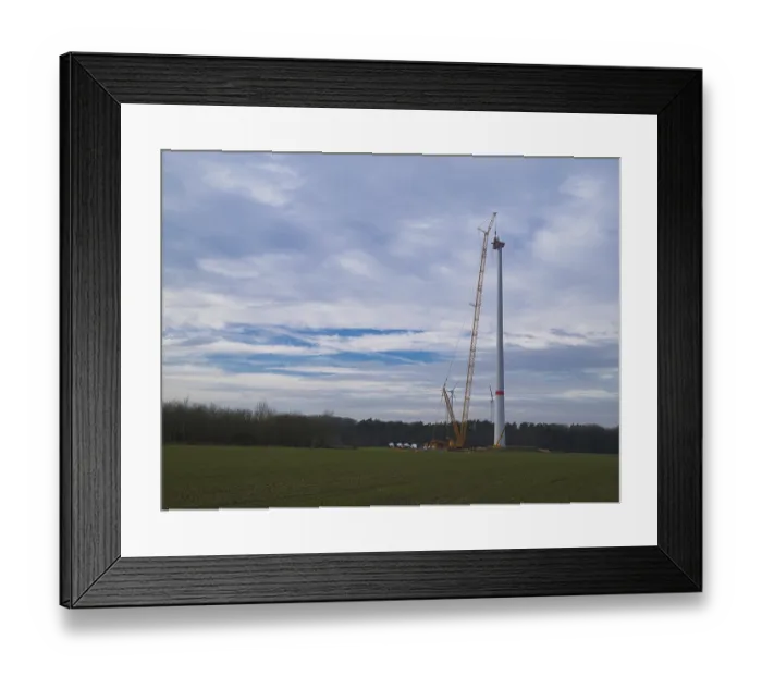 Framed Print : Construction of a new wind turbine Framed Print : Construction of a new wind turbine