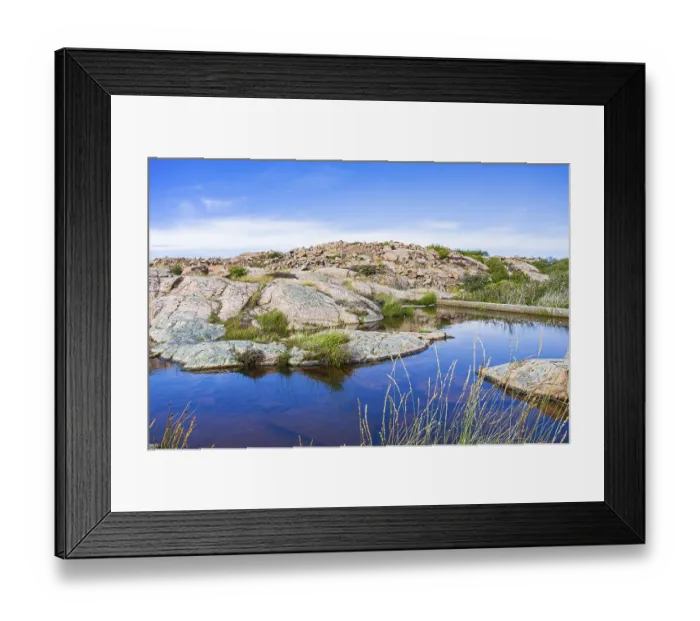 Framed Print : Rocky landscape of Bohusgranite on the coast of Lysekil