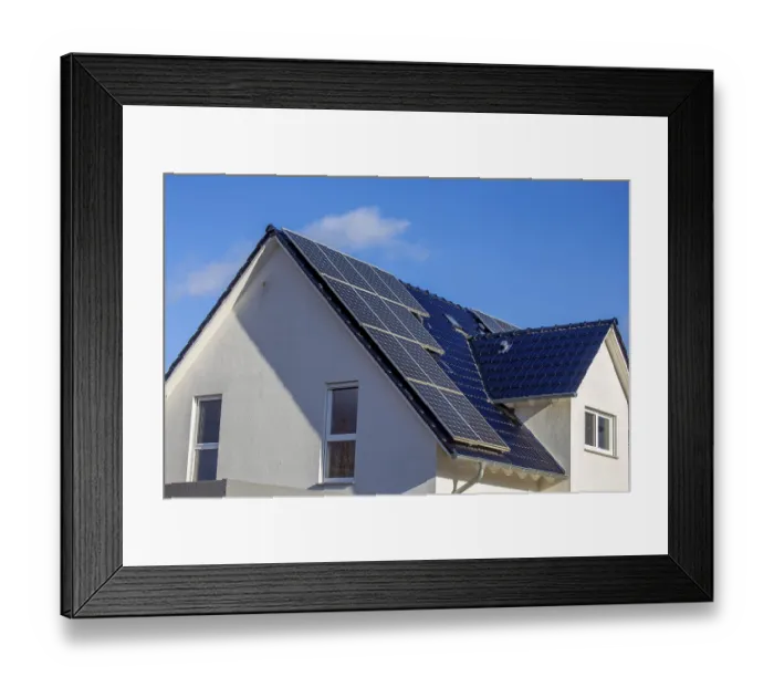 Framed Print : Detached house with photovoltaic system