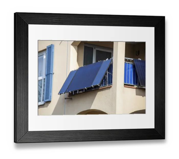 Framed Print : Solar cells on an apartment building Framed Print : Solar cells on an apartment building