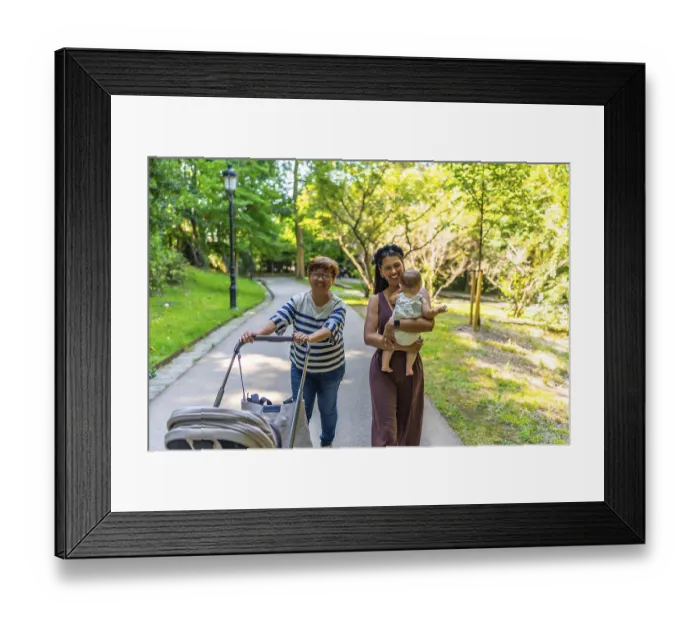 Framed Print : Happy latin family walking in a park Framed Print : Happy latin family walking in a park