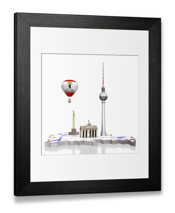 Framed Print : 3d map of Berlin with TV tower