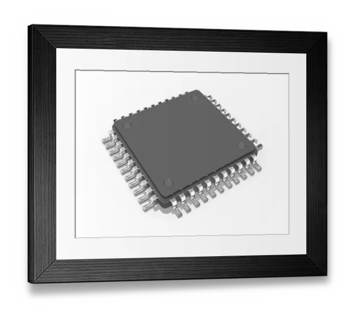 Framed Print : 3d Microship, processor with contacts and realistic shadows Framed Print : 3d Microship, processor with contacts and realistic shadows