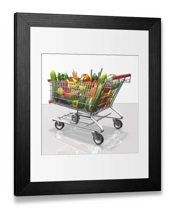 Framed Print : Shopping cart, vegetables, shopping trolley