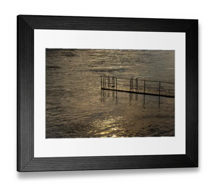 Framed Print : Jetty with a Ladder on River Aare and Sunlight in Olten Framed Print : Jetty with a Ladder on River Aare and Sunlight in Olten