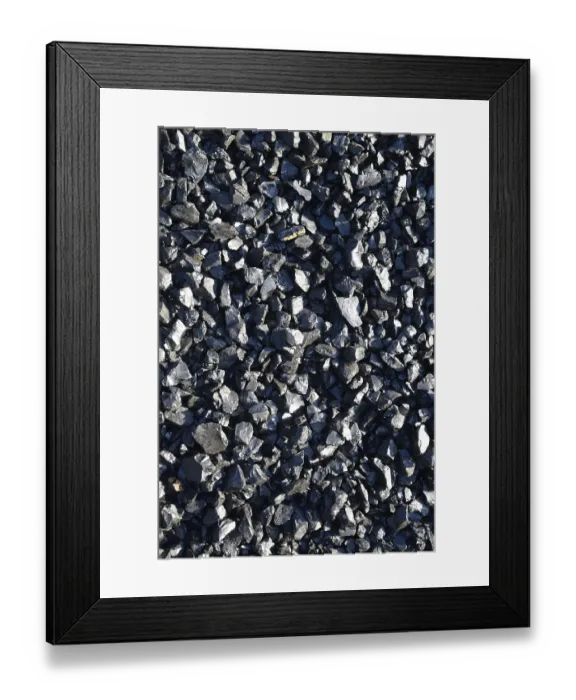 Framed Print : Background of pea grade coal from a West Coast brown coal mine