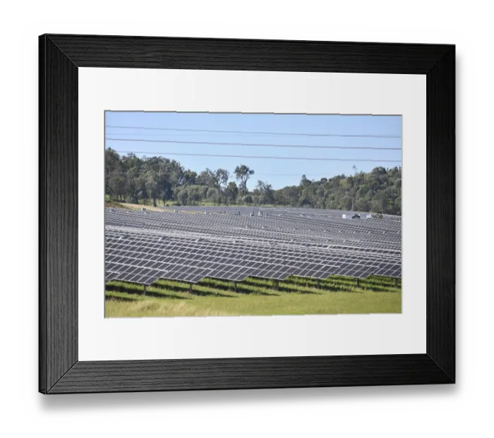 Framed Print : Solar farm panels and infrastructure at Lower Wonga in the South Burnett district of Queensland