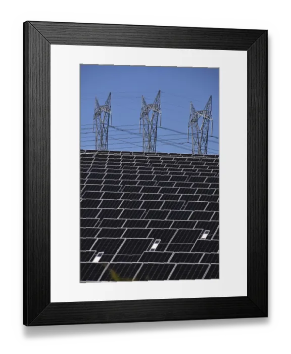 Framed Print : Solar farm panels and infrastructure at Lower Wonga in the South Burnett district of Queensland