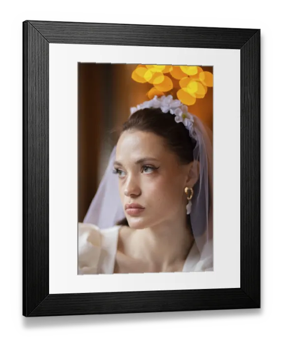 Framed Print : Bride with a determined expression