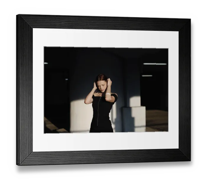 Framed Print : Woman in an off-shoulder dress