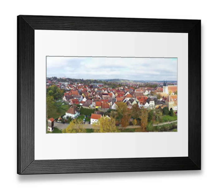 Framed Print : This aerial photo shows the picturesque town of Herrieden