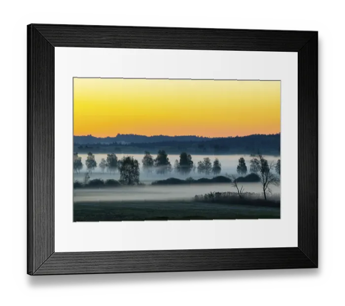 Framed Print : Early morning fog over the moor