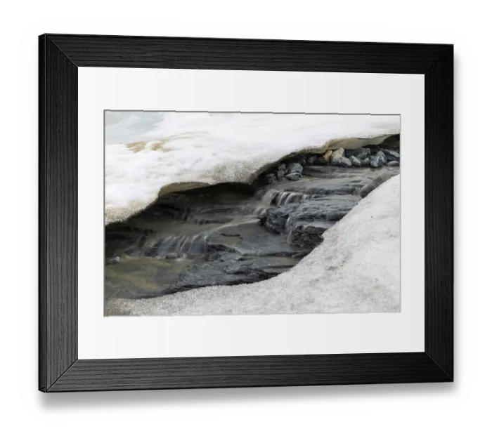 Framed Print : Melting glacier, stones, water