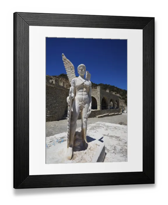 Framed Print : Icarus monument at the harbour of Agia Galini