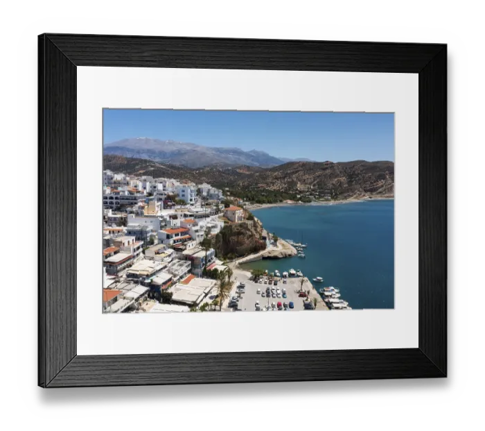 Framed Print : Drone image of Agia Galini, South Crete Framed Print : Drone image of Agia Galini, South Crete