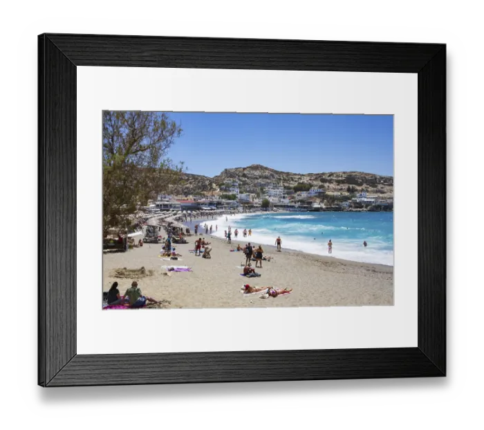 Framed Print : Matala beach, south coast, Crete, Greece