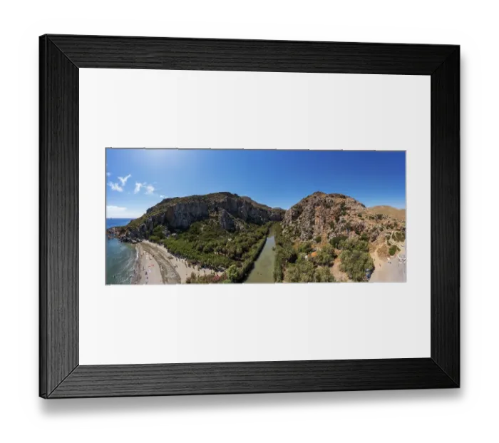 Framed Print : Palm beach, Preveli Beach at the end of the Kourtaliatiko Gorge