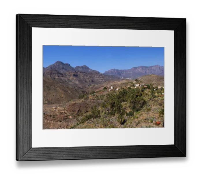 Framed Print : Palm grove near La Sorrueda and Barranco de Tirajana ravine
