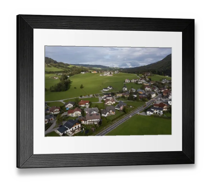 Framed Print : Drone image, view of town, housing estates