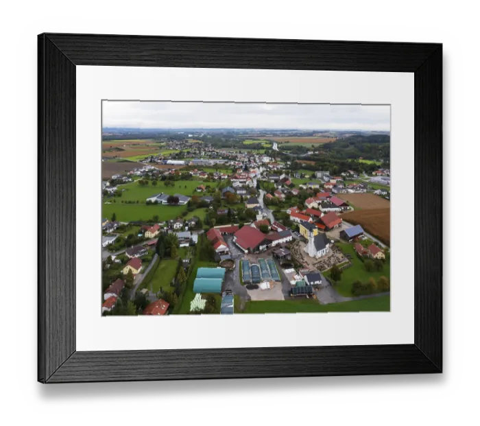 Framed Print : Drone image, residential buildings