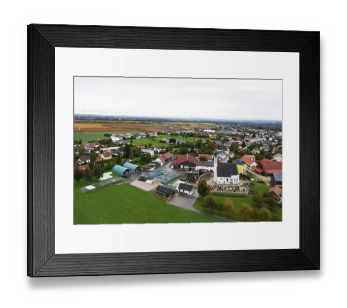 Framed Print : Drone image, residential buildings
